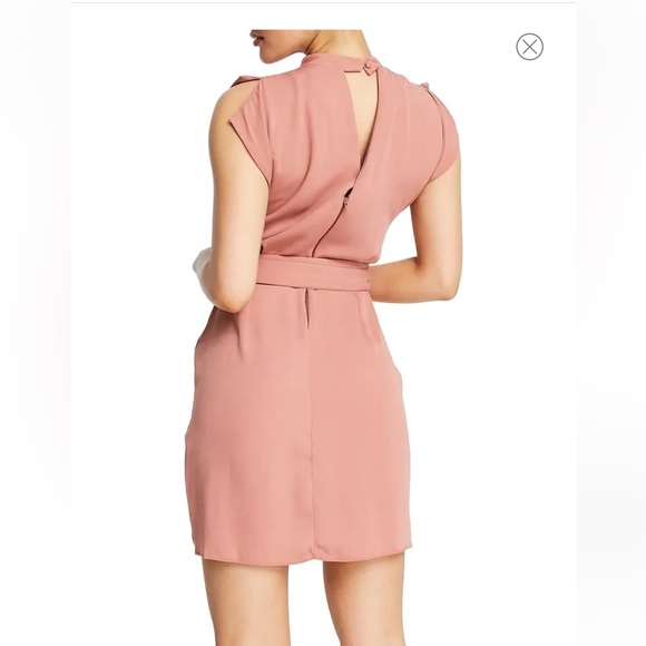 ASOS DESIGN split sleeve mini dress with obi belt in terracotta - Picture 3 of 4